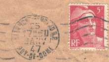 [Lettre avec un 5F Gandon avec une valeur faciale de 4F50]